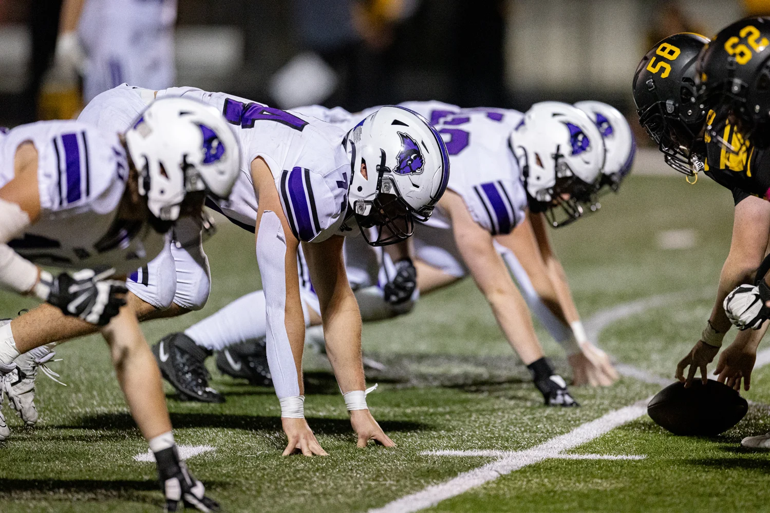 Buffalo Bison DL ready for the snap of the ball