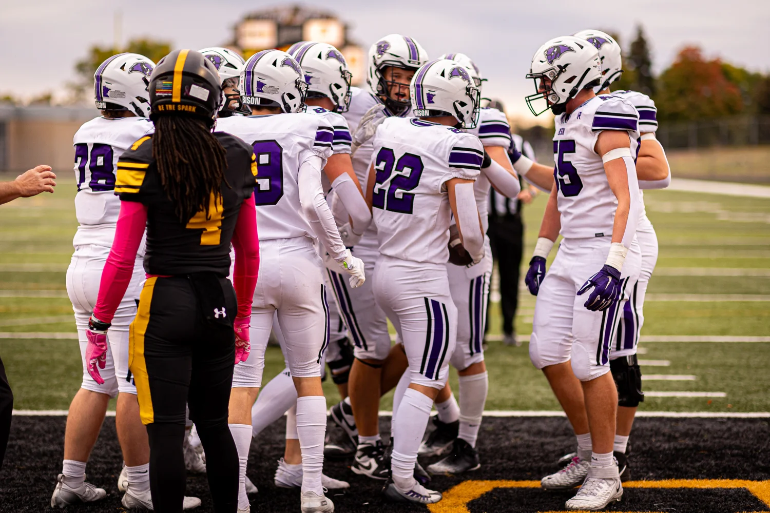 Buffalo players with the touchdown celebration