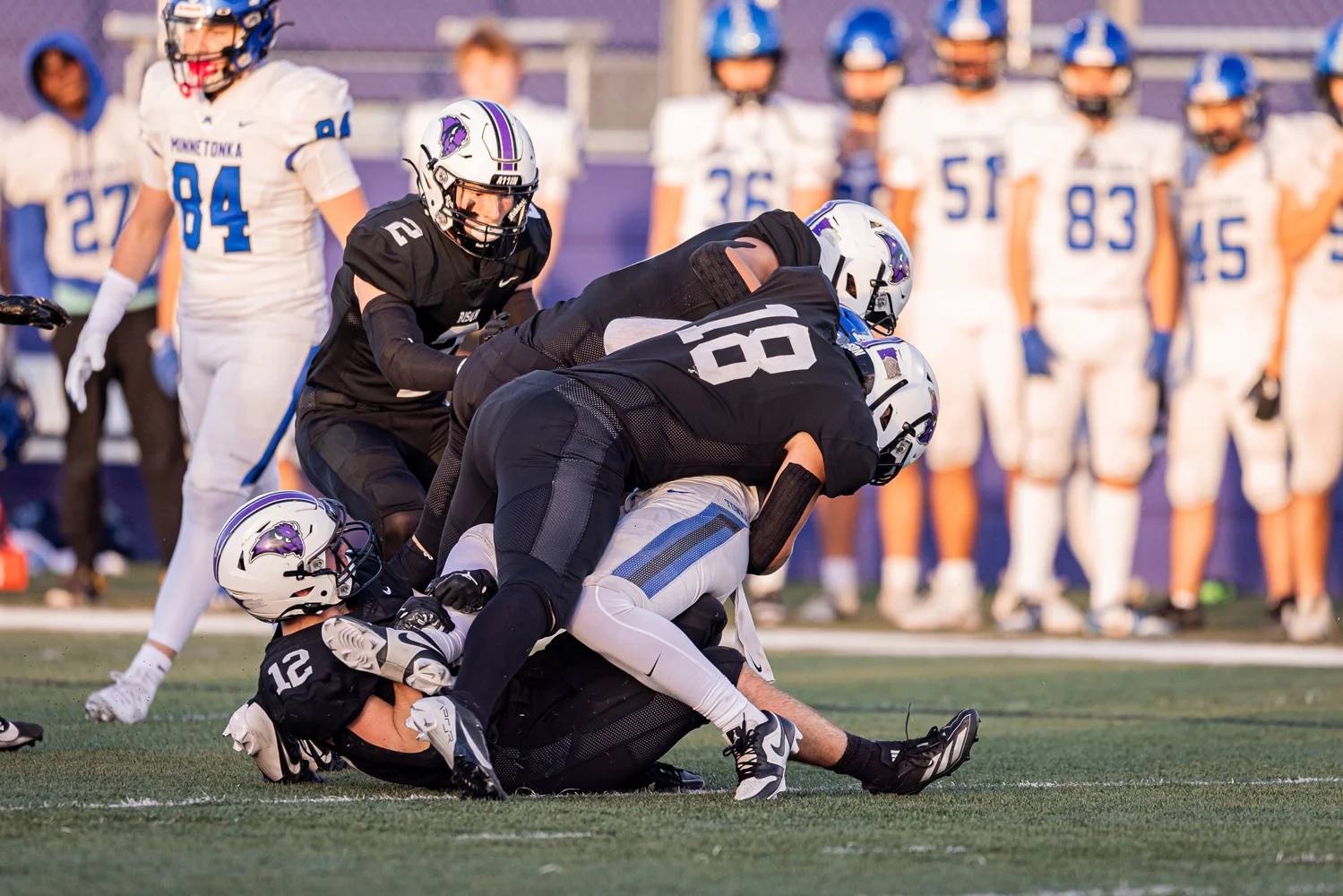 Bison defense making the tackle