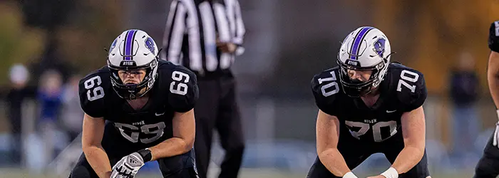 Buffalo Bison Offensive Lineman in their stance