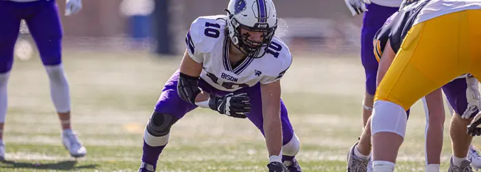 Buffalo Bison Football defender ready for the snap