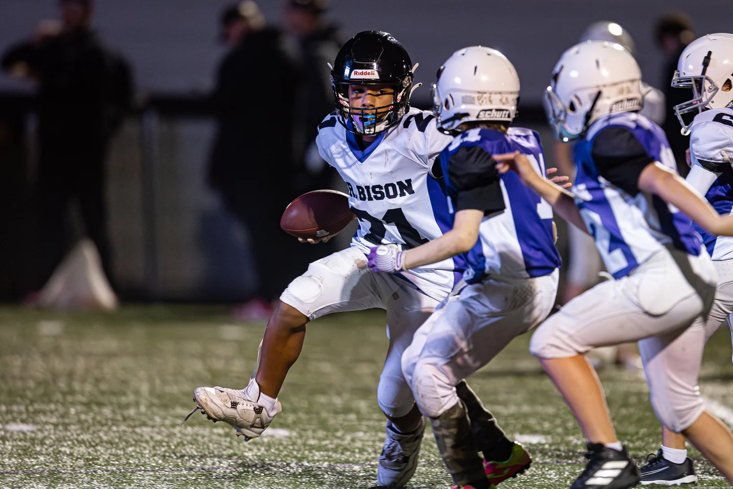 Junior Bison hitting the corner